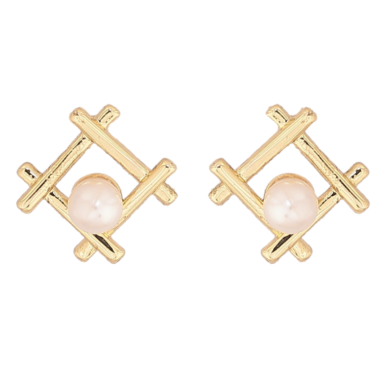 Сережки Xuping Позолота 14K пусети «Ромбовий візерунок з перлинами» фото №20