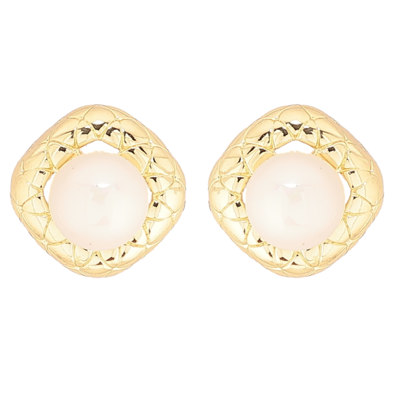 Серьги Xuping Позолота 14K пусеты Ромбовый узор с жемчужинами фото №1