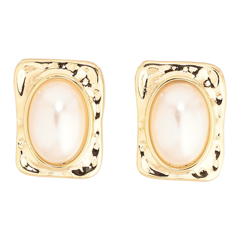 Серьги Xuping Позолота 14K пусеты Прямоугольные с жемчужными вставками фото №1