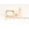 Серьги Xuping Позолота 14K пусеты Прямоугольные с жемчужными вставками фото №2