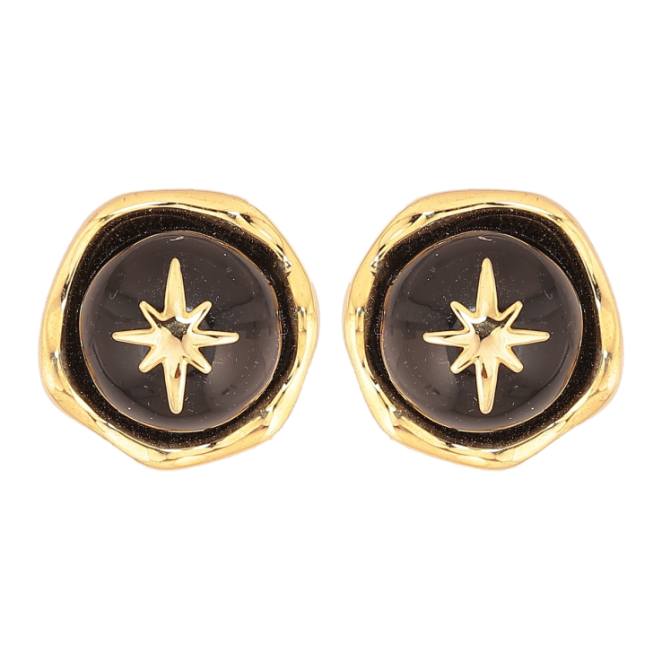 Серьги Xuping Позолота 14K пусеты Черные шарики со звездами фото №16