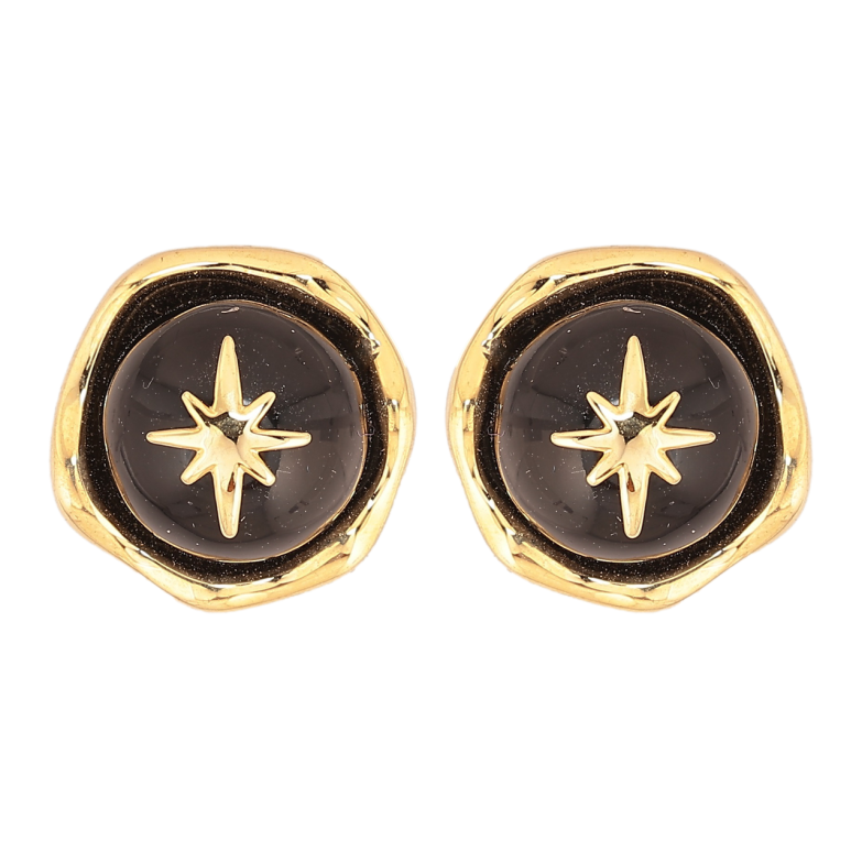 Сережки Xuping Позолота 14K пусети «Чорні кульки з зірками» фото №20