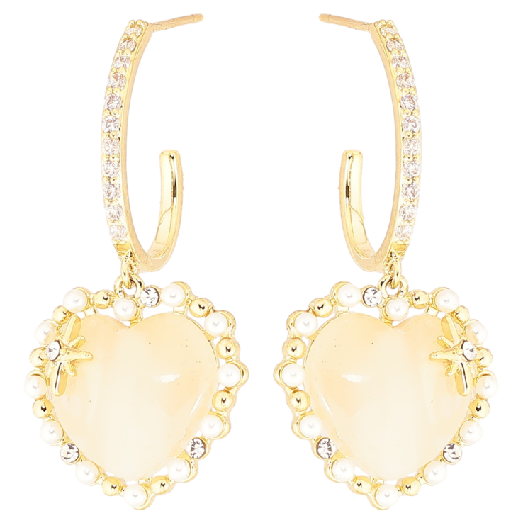 Серьги Xuping Позолота 14K пусеты Сердечки фото №8