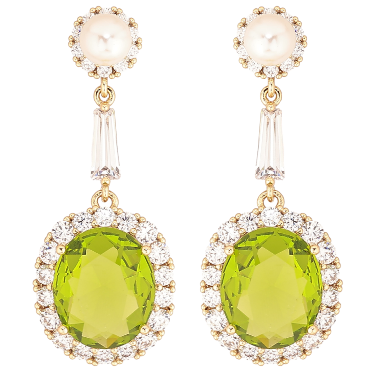 Серьги Xuping Позолота 14K пусеты Подвески с салатовыми фианитами в обрамлении циркония фото №11