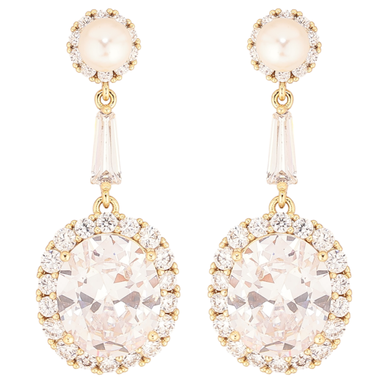 Сережки Xuping Позолота 14K пусети «Підвіски з фіанітами в обрамленні цирконію» фото №1