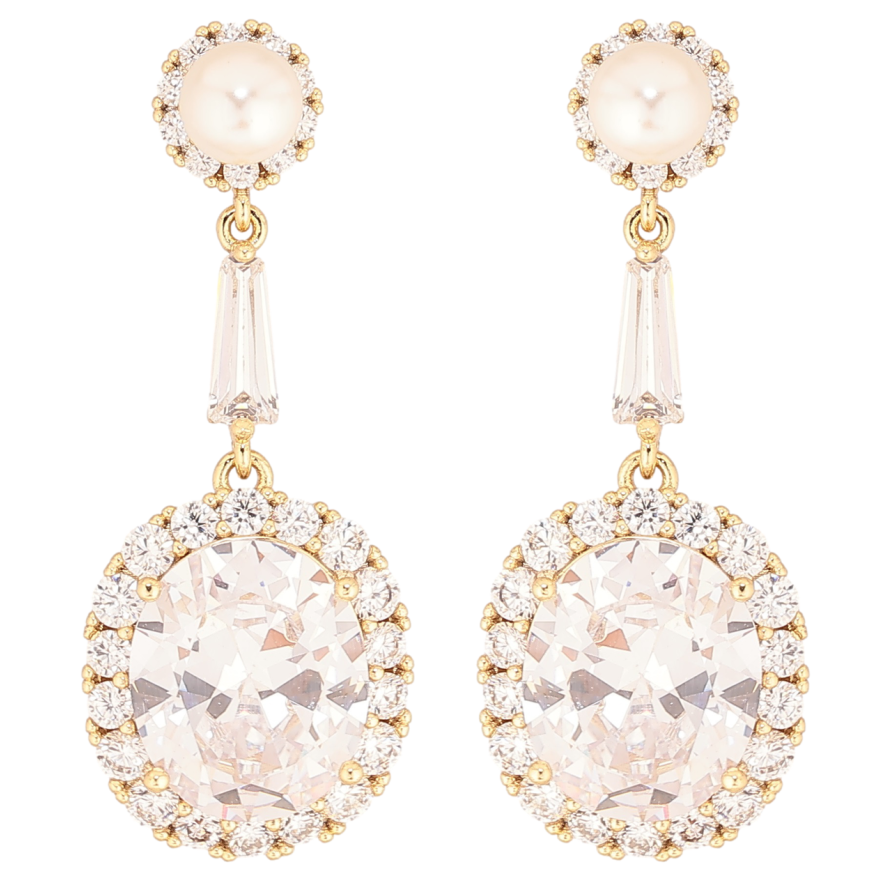 Сережки Xuping Позолота 14K пусети «Підвіски з фіанітами в обрамленні цирконію» фото №1