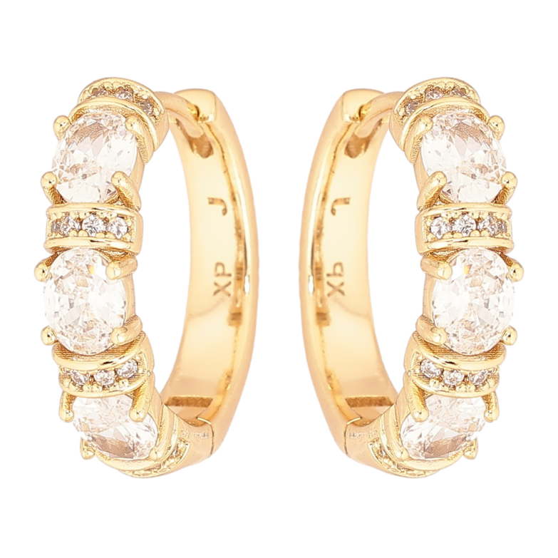 Сережки Xuping Позолота 14K колечка «Кришталевий блиск» фото №1