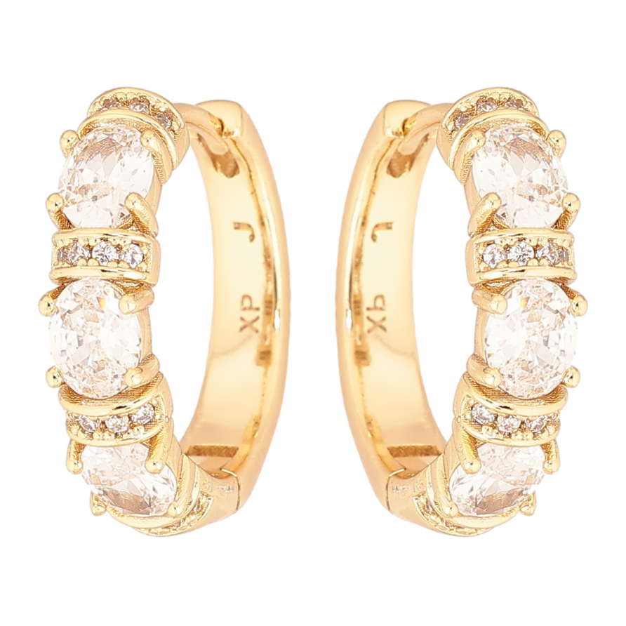Серьги Xuping Позолота 14K колечки Кристальный блеск фото №1