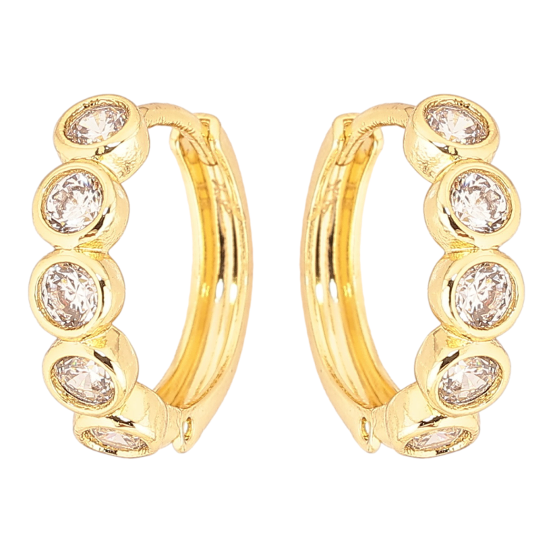 Серьги Xuping Позолота 14K колечки Кристальные дорожки фото №1