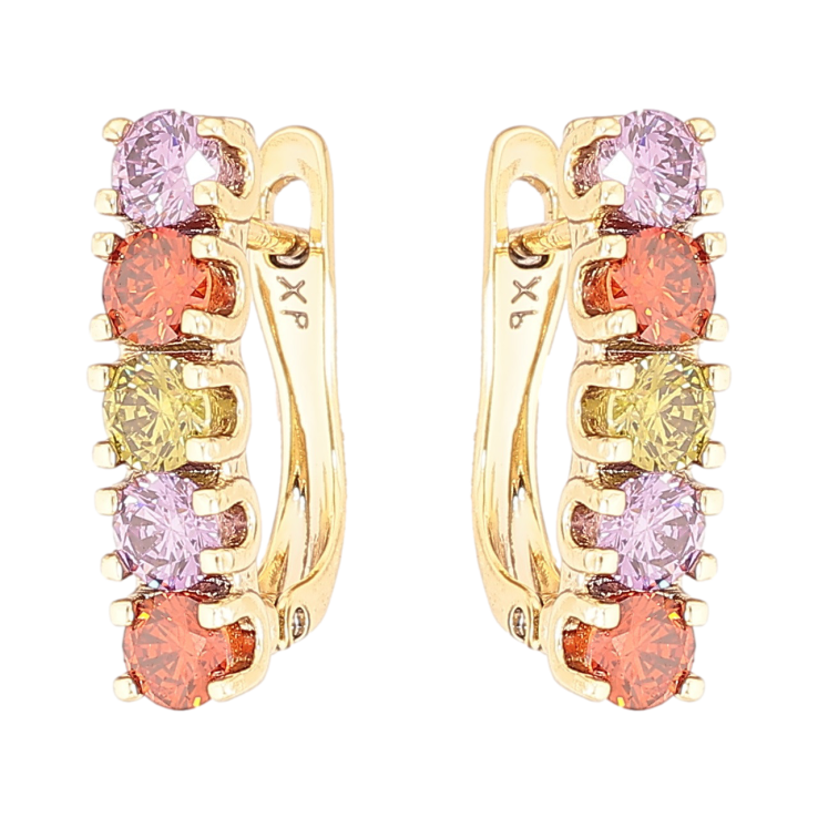 Сережки Xuping Позолота 14K  англійський замок «Доріжки різнокольорових кристалів» фото №21