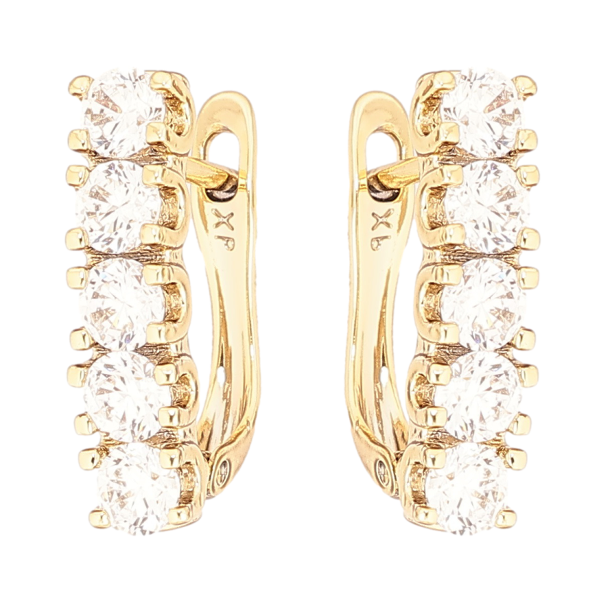 Сережки Xuping Позолота 14K  англійський замок «Доріжки кристалів» фото №1