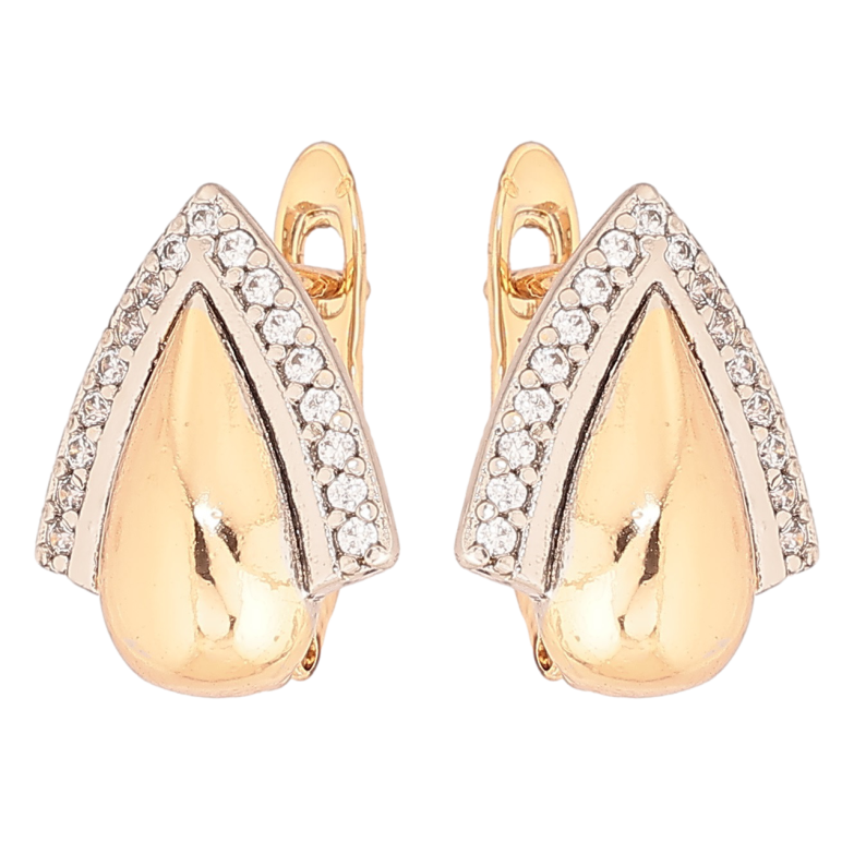 Серьги Xuping Позолота 18K + Родий английский замок Декоративный узор с кристаллами фото №1