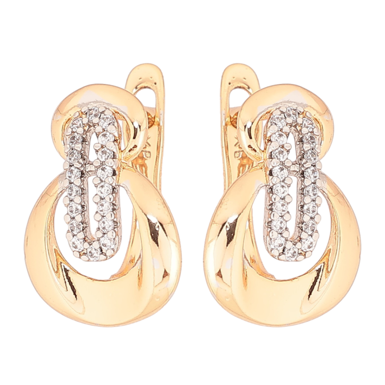 Сережки Xuping Позолота 18K + Родій англійський замок «Декоративний візерунок з кристалами» фото №1