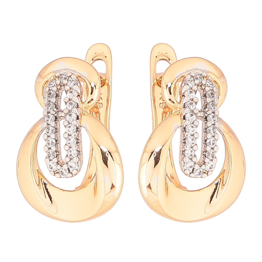 Сережки Xuping Позолота 18K + Родій англійський замок «Декоративний візерунок з кристалами» фото №1