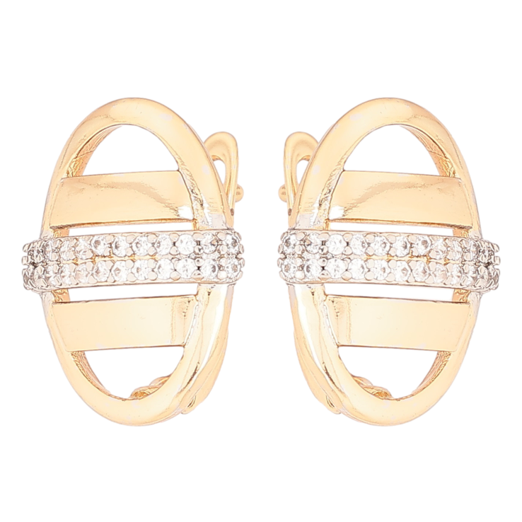 Серьги Xuping Позолота 18K + Родий английский замок Овалы с кристаллами фото №7 Серьги Xuping Позолота 18K + Родий английский замок Овалы с кристаллами фото №7