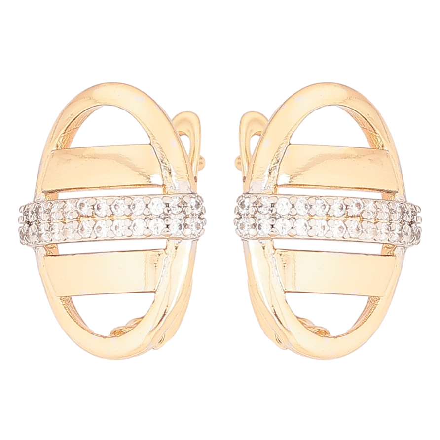 Сережки Xuping Позолота 18K + Родій англійський замок «Овали з кристалами» фото №1