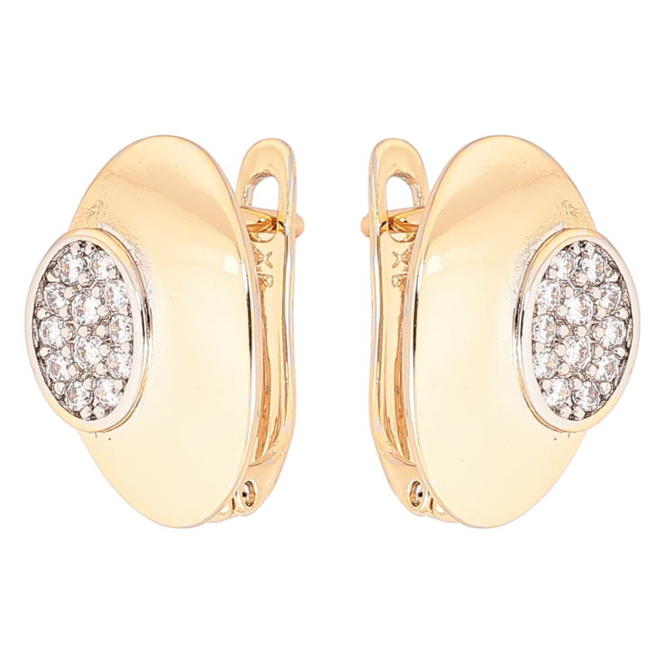 Серьги Xuping Позолота 18K + Родий английский замок Овалы с кристаллами фото №4 Серьги Xuping Позолота 18K + Родий английский замок Овалы с кристаллами фото №4