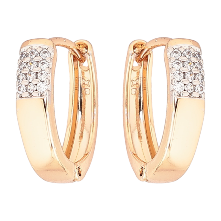 Серьги Xuping Позолота 18K + Родий колечки Узор с кристаллами фото №22 Серьги Xuping Позолота 18K + Родий колечки Узор с кристаллами фото №22