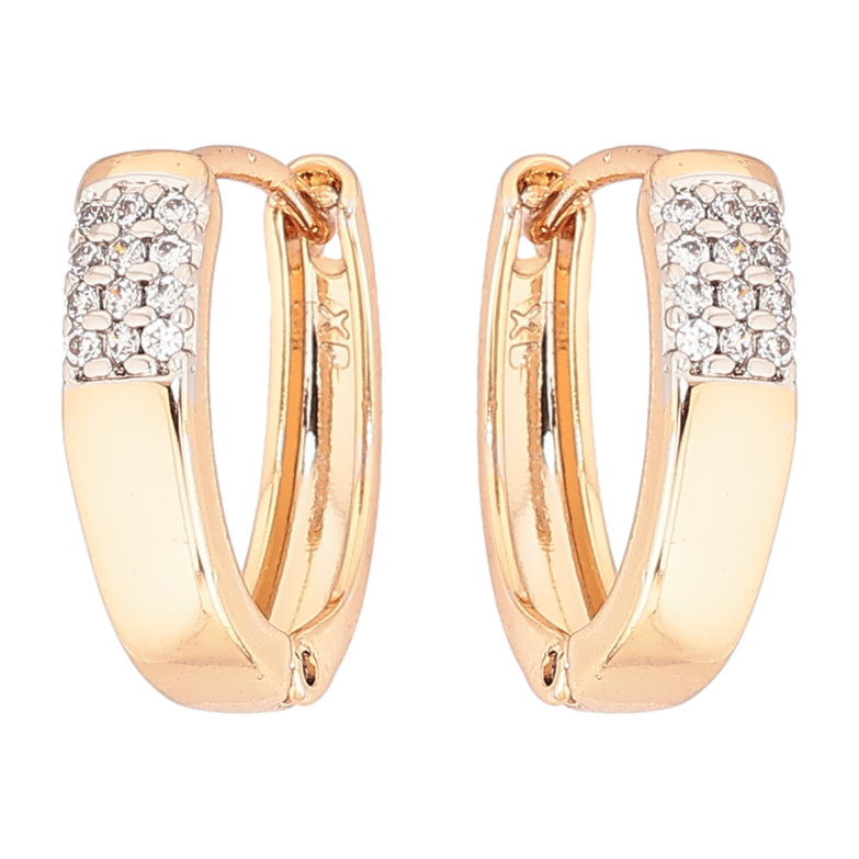 Серьги Xuping Позолота 18K + Родий колечки Узор с кристаллами фото №1