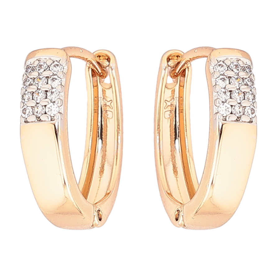 Сережки Xuping Позолота 18K + Родій колечка «Візерунок із кристалами» фото №1