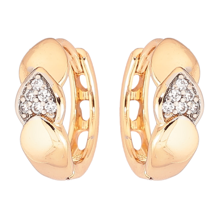 Серьги Xuping Позолота 18K + Родий колечки Узор с кристаллами фото №5 Серьги Xuping Позолота 18K + Родий колечки Узор с кристаллами фото №5