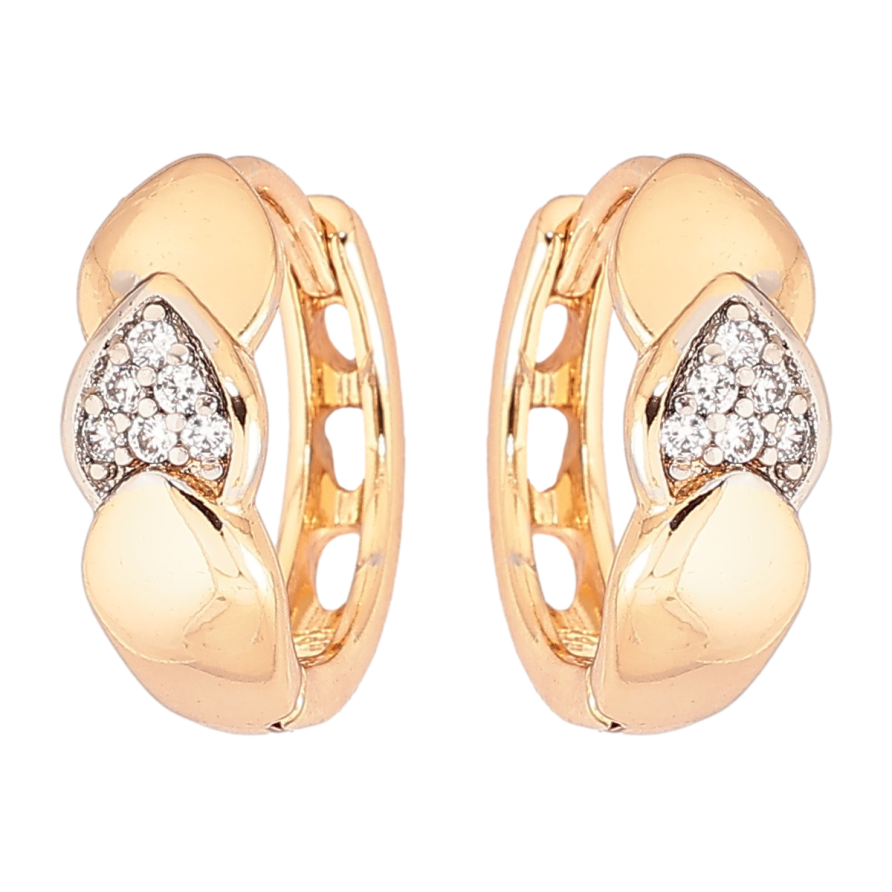 Сережки Xuping Позолота 18K + Родій колечка «Візерунок із кристалами» фото №1