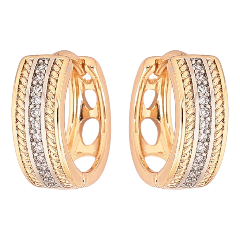 Сережки Xuping Позолота 18K + Родій колечка «Візерунок із кристалами» фото №1