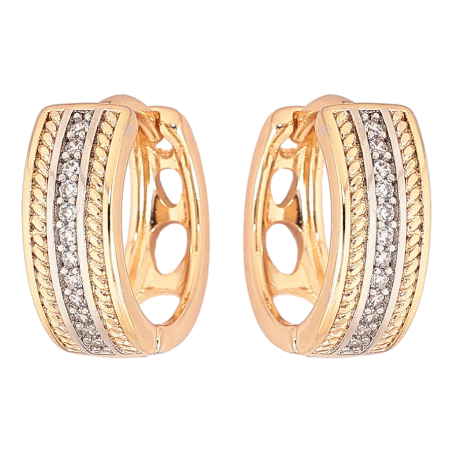 Сережки Xuping Позолота 18K + Родій колечка «Візерунок із кристалами» фото №1