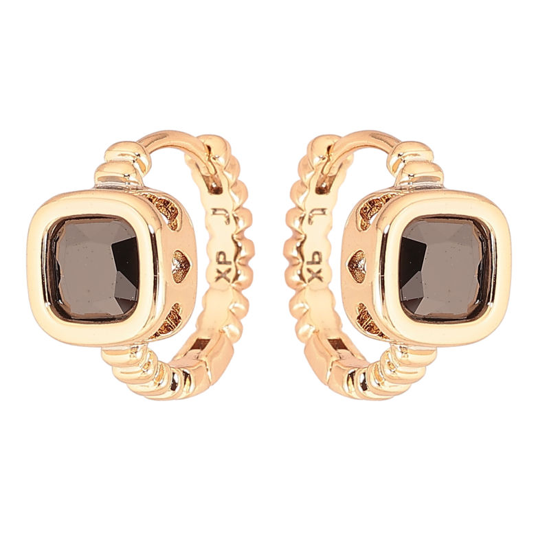 Серьги Xuping Позолота 18K колечки Черные кристаллы фото №1