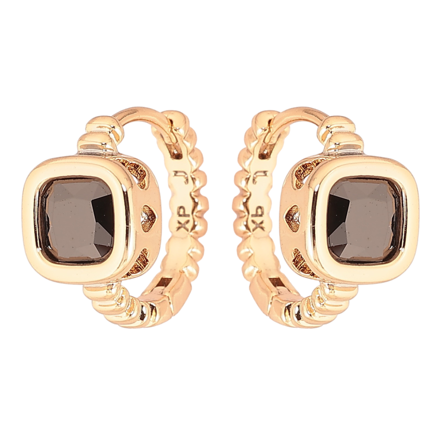 Сережки Xuping Позолота 18K колечка «Чорні кристали» фото №1