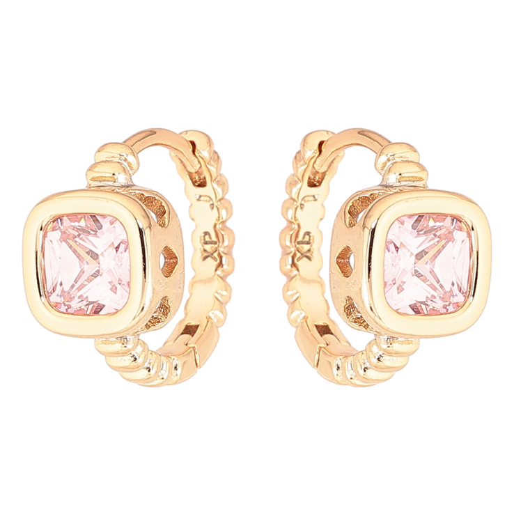 Сережки Xuping Позолота 18K колечка «Рожеві кристали» фото №3