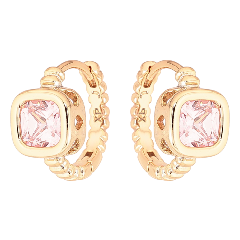 Сережки Xuping Позолота 18K колечка «Рожеві кристали» фото №1