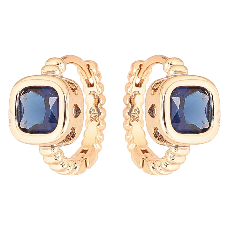 Серьги Xuping Позолота 18K колечки Синие кристаллы фото №1