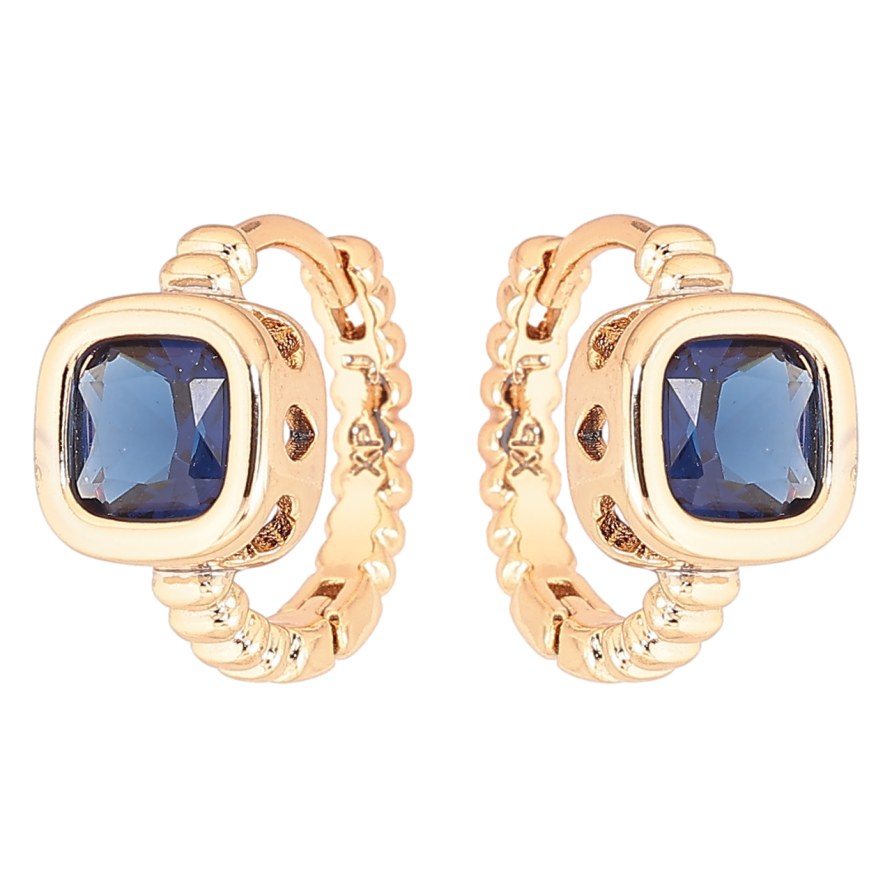 Сережки Xuping Позолота 18K колечка «Сині кристали» фото №1