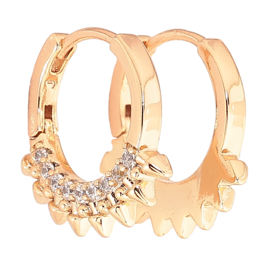 Сережки Xuping Позолота 18K колечка «Бічний візерунок з кристалами» фото №1