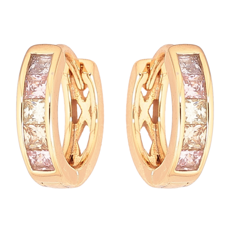 Сережки Xuping Позолота 18K колечка «Доріжки різнокольорових кристалів» фото №1