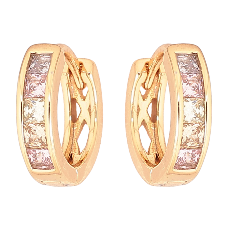 Серьги Xuping Позолота 18K колечки Дорожки разноцветных кристаллов фото №1