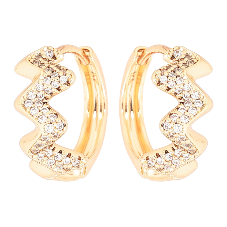 Серьги Xuping Позолота 18K колечки Волнистый узор с кристаллами фото №9