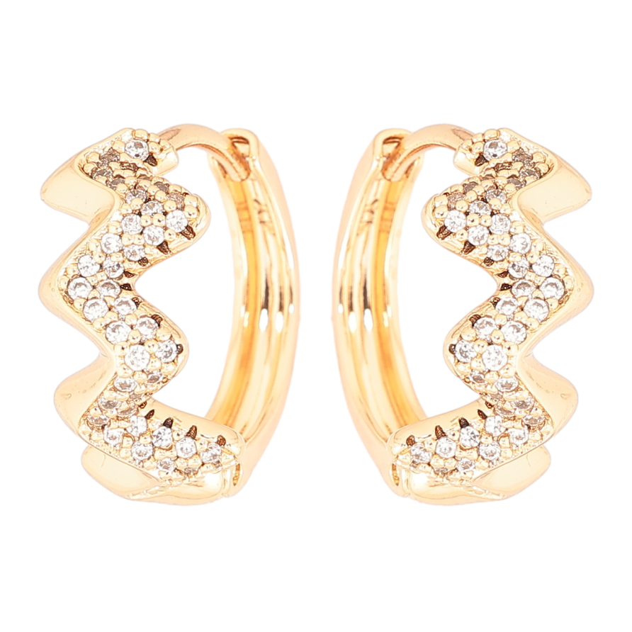 Серьги Xuping Позолота 18K колечки Волнистый узор с кристаллами фото №1