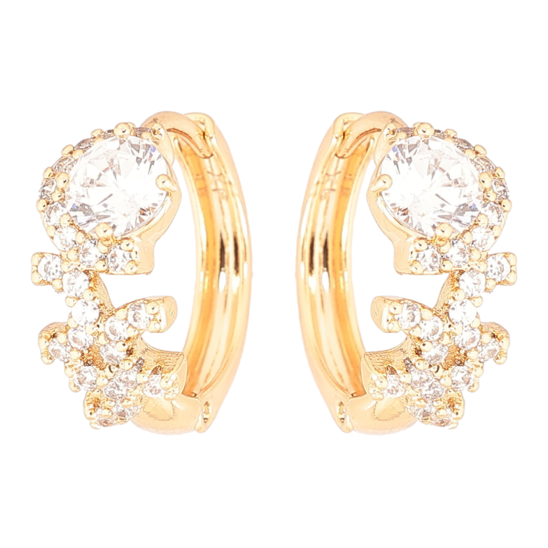 Сережки Xuping Позолота 18K колечка «Візерунок з кристалів» фото №2