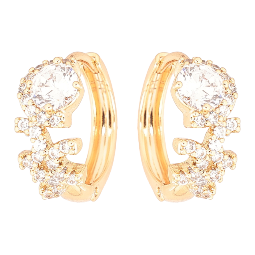 Серьги Xuping Позолота 18K колечки Узор из кристаллов фото №1
