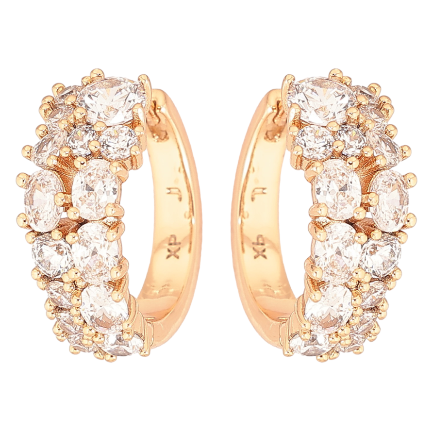 Серьги Xuping Позолота 18K колечки Инкрустация кристаллами фото №1