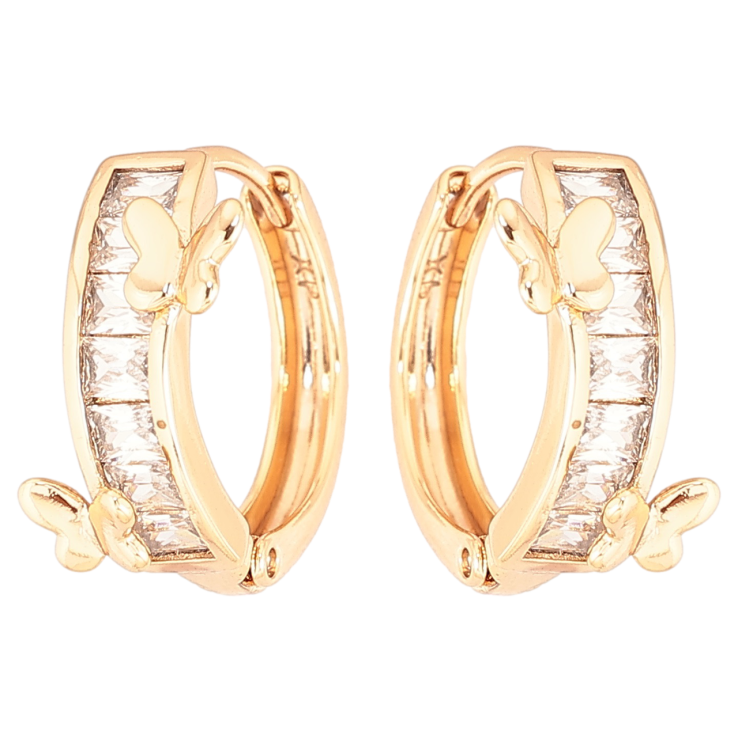 Серьги Xuping Позолота 18K колечки Кристальные дорожки с бабочками фото №24