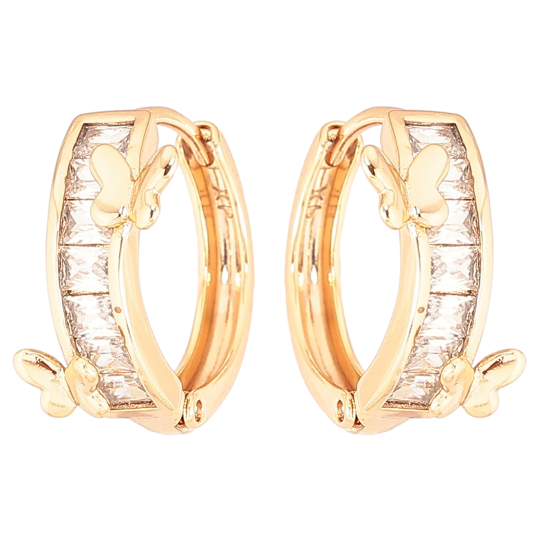 Серьги Xuping Позолота 18K колечки Кристальные дорожки с бабочками фото №7