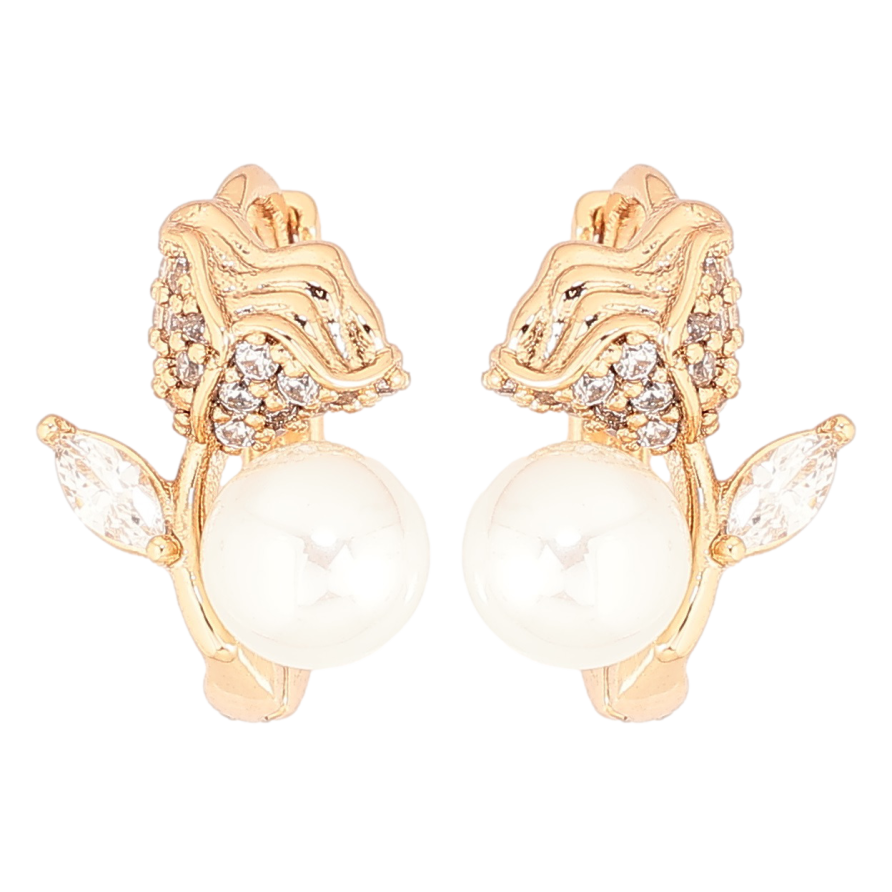 Сережки Xuping Позолота 18K колечка «Квіточки з перлинами» фото №1