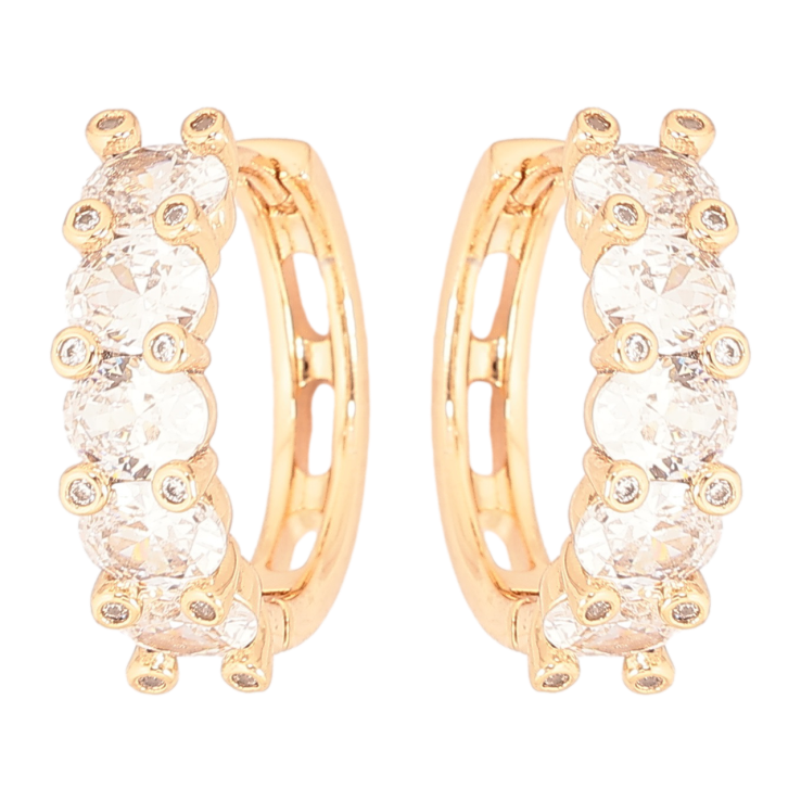 Сережки Xuping Позолота 18K колечка «Кришталеві доріжки» фото №15