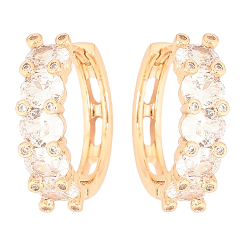 Сережки Xuping Позолота 18K колечка «Кришталеві доріжки» фото №1