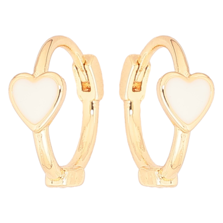 Серьги Xuping Позолота 18K колечки Сердечки с белой эмалью фото №7