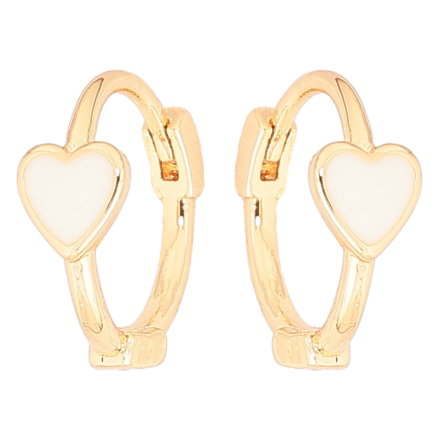 Сережки Xuping Позолота 18K колечка «Сердечка з білою емаллю» фото №1