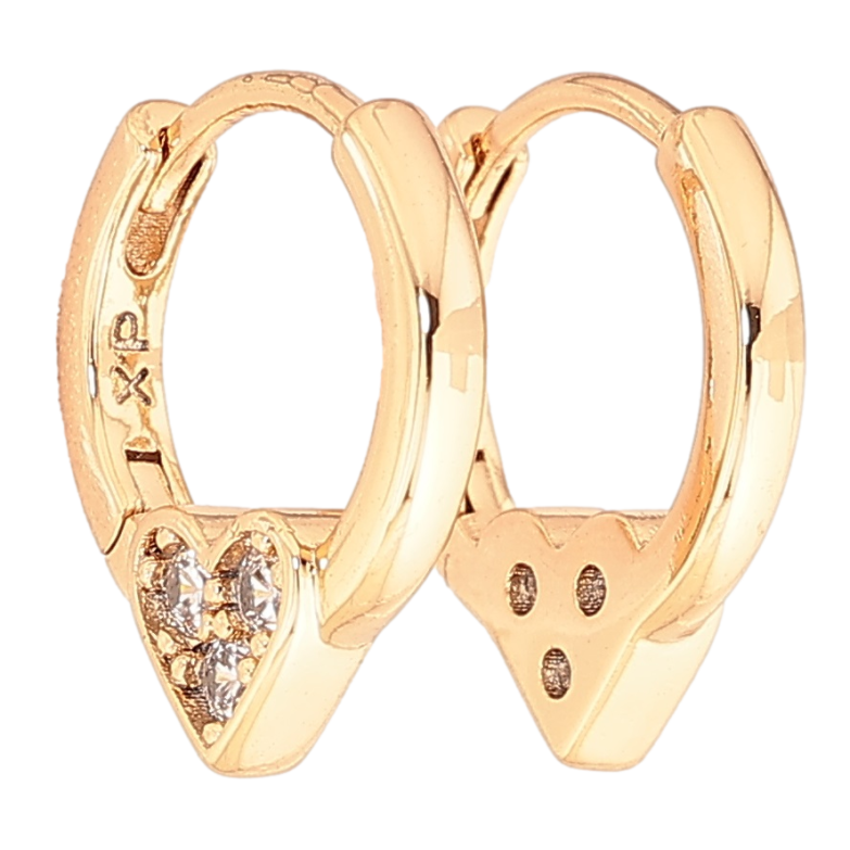 Сережки Xuping Позолота 18K колечка «Сердечка з кристалами» фото №1